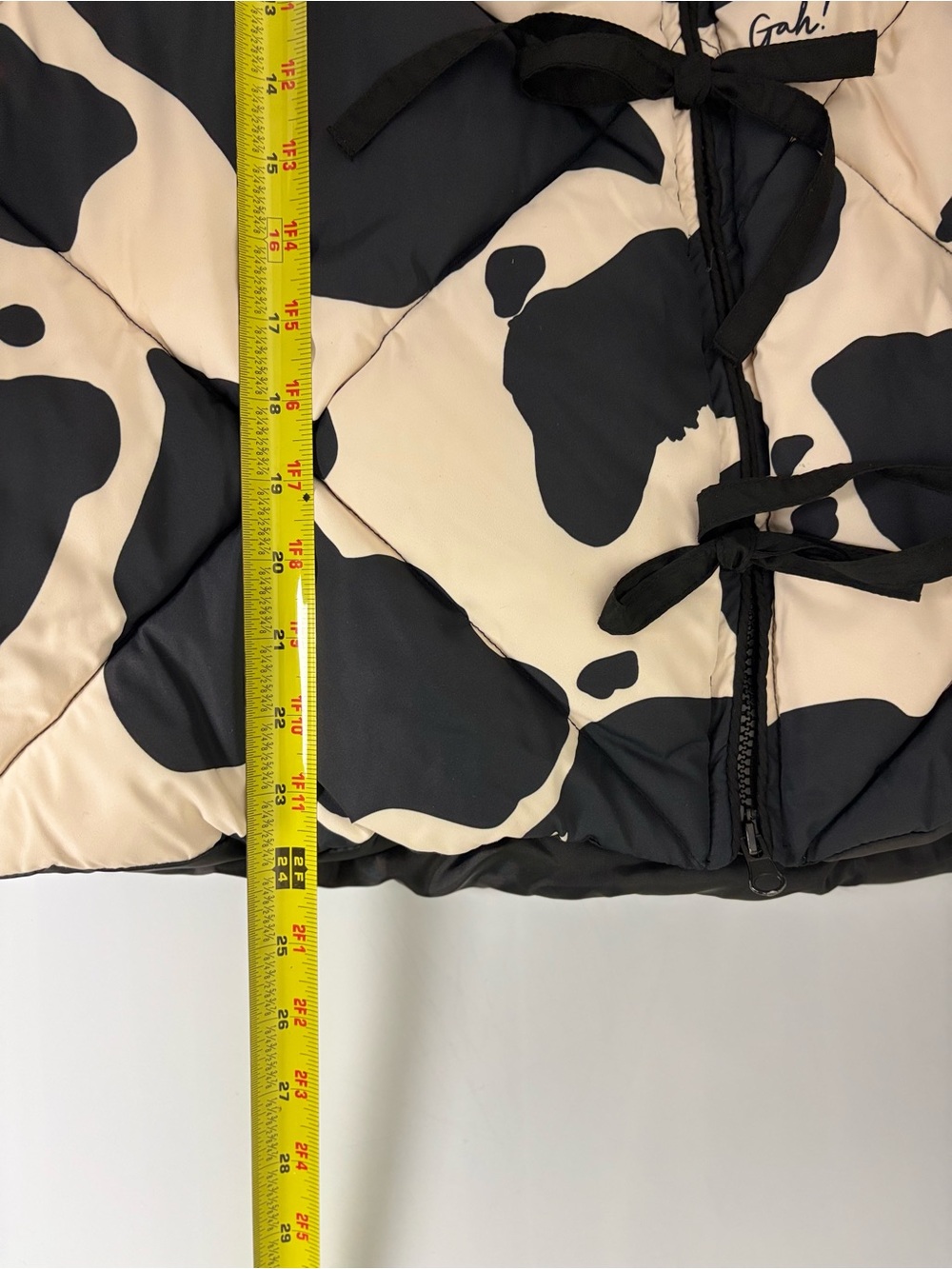 Free People Lisa Says Gah Lady Puffer Jacket in Black and White Cow Print Size X - Picture 13 of 13